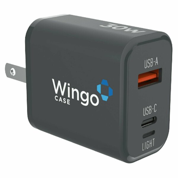 Wingo Wingocase, 30w Gan Wall Charger And Usb C To Lightning Cable, Black AC-P0685-01